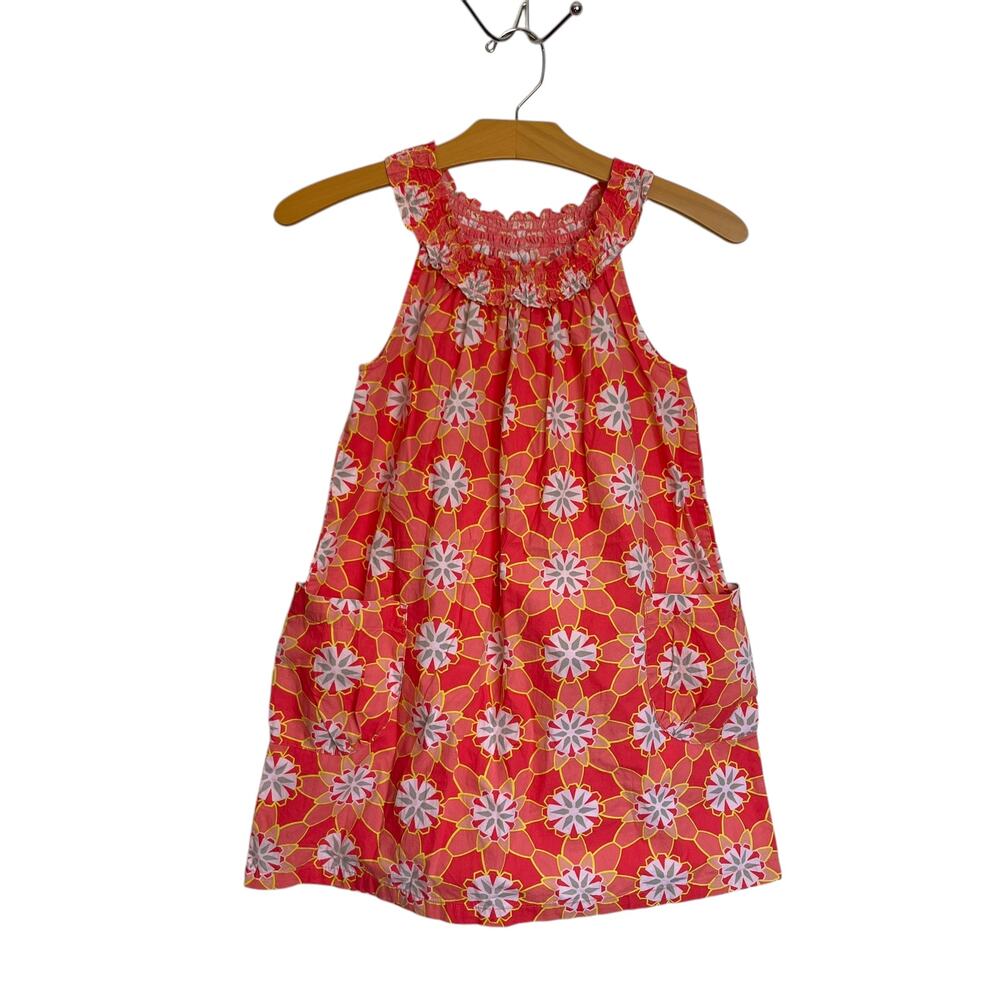 Tea Collection South Africa Floral Smock Neck Mini Dress Pink Yellow Cotton 8